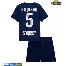 Paris Saint-Germain Marquinhos #5 Heimtrikotsatz Kinder 2025-26 Kurzarm (+ Kurze Hosen)